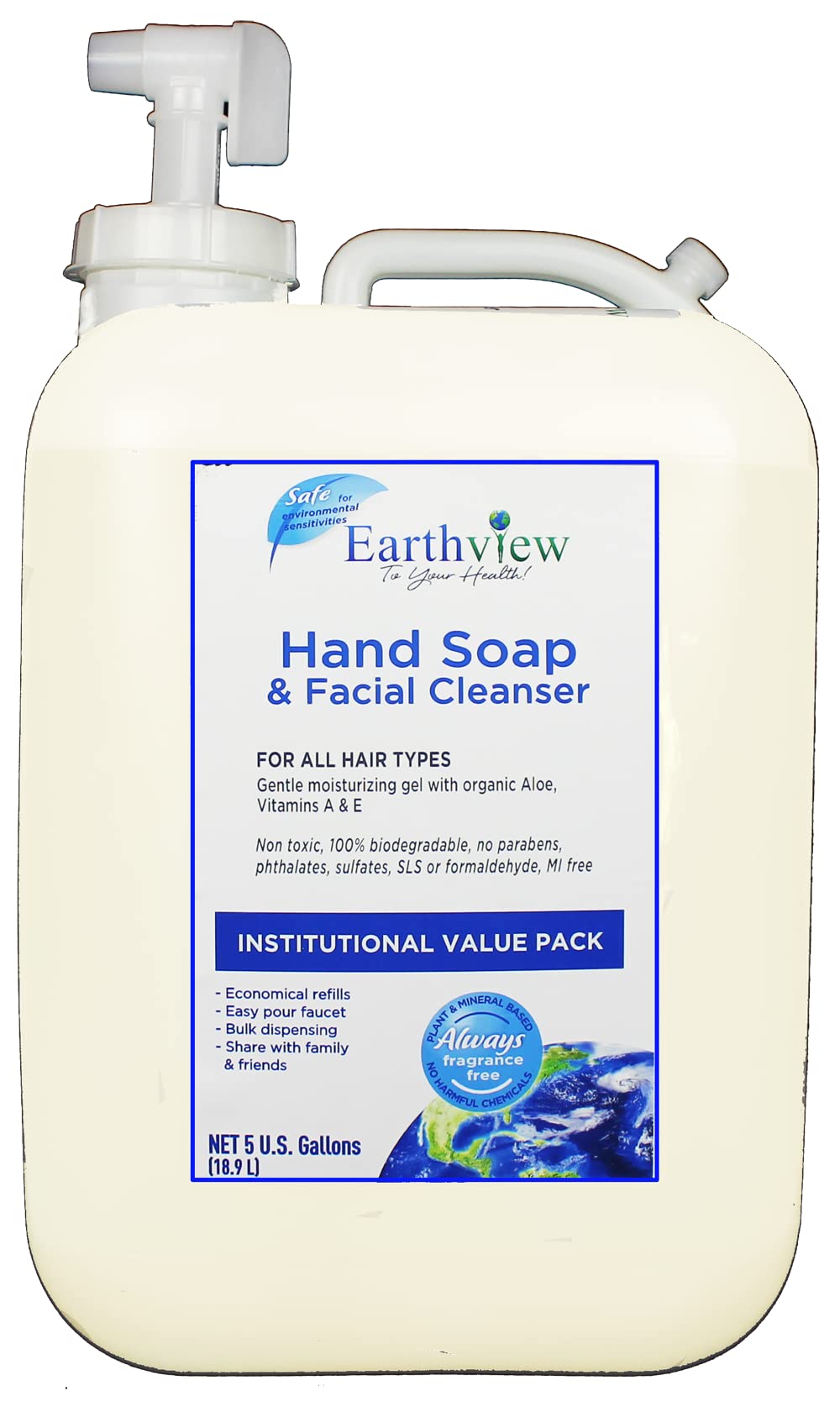 Fragrance-Free Hand and Face Cleanser - 5 Gallon Bulk Soap for Sensitive Skin (MCS, EI, MI) | Ideal for Schools, Hospitals & Eco-Friendly Businesses