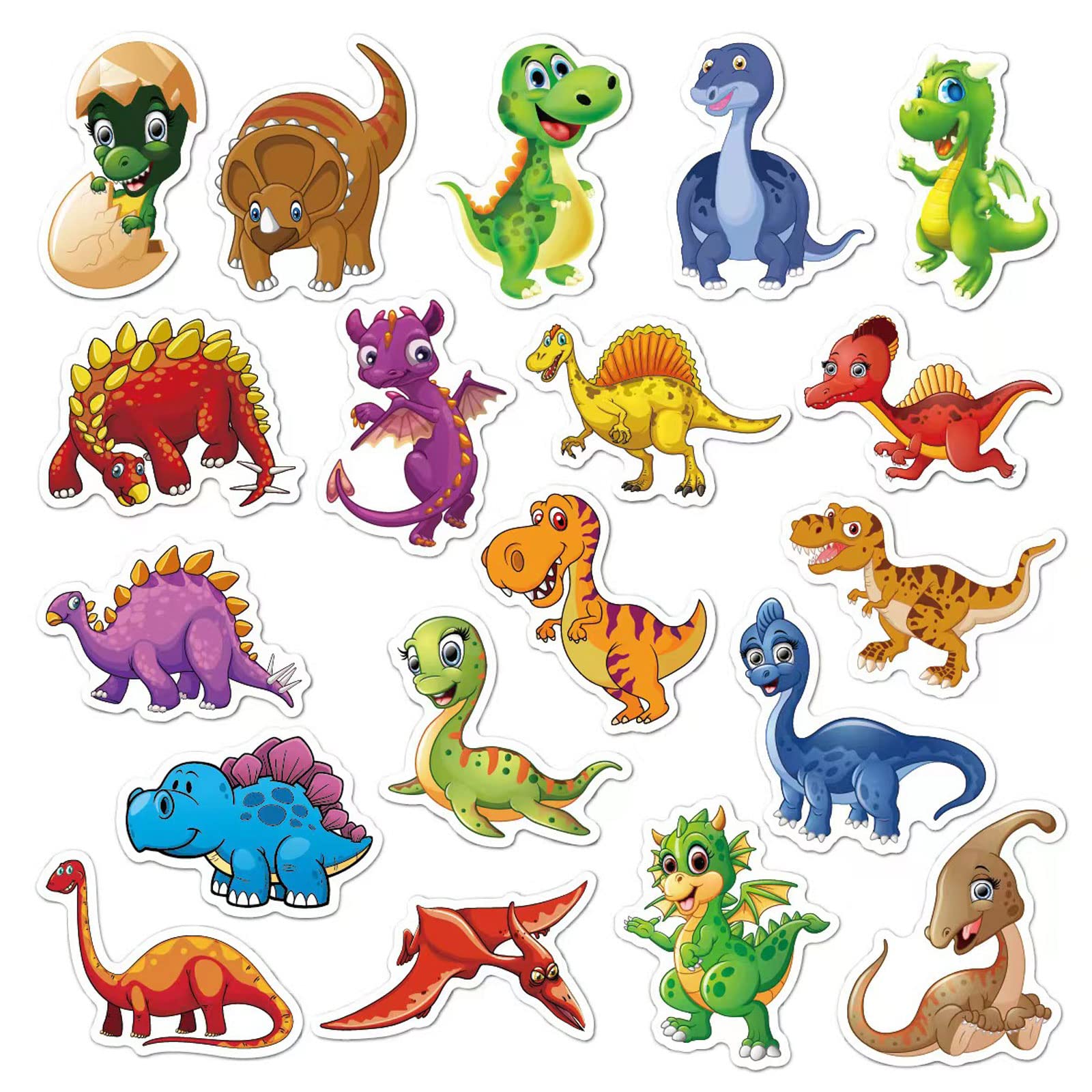 Dinosaur Stickers for Kids - 50 Pack Waterproof Vinyl Decals for Water Bottles, Cars, Laptops, Scrapbooks & Luggage - Cute Cartoon Stickers for Adults, Teens & Toddlers - Perfect for Party Favors, Holiday Decor & School Supplies