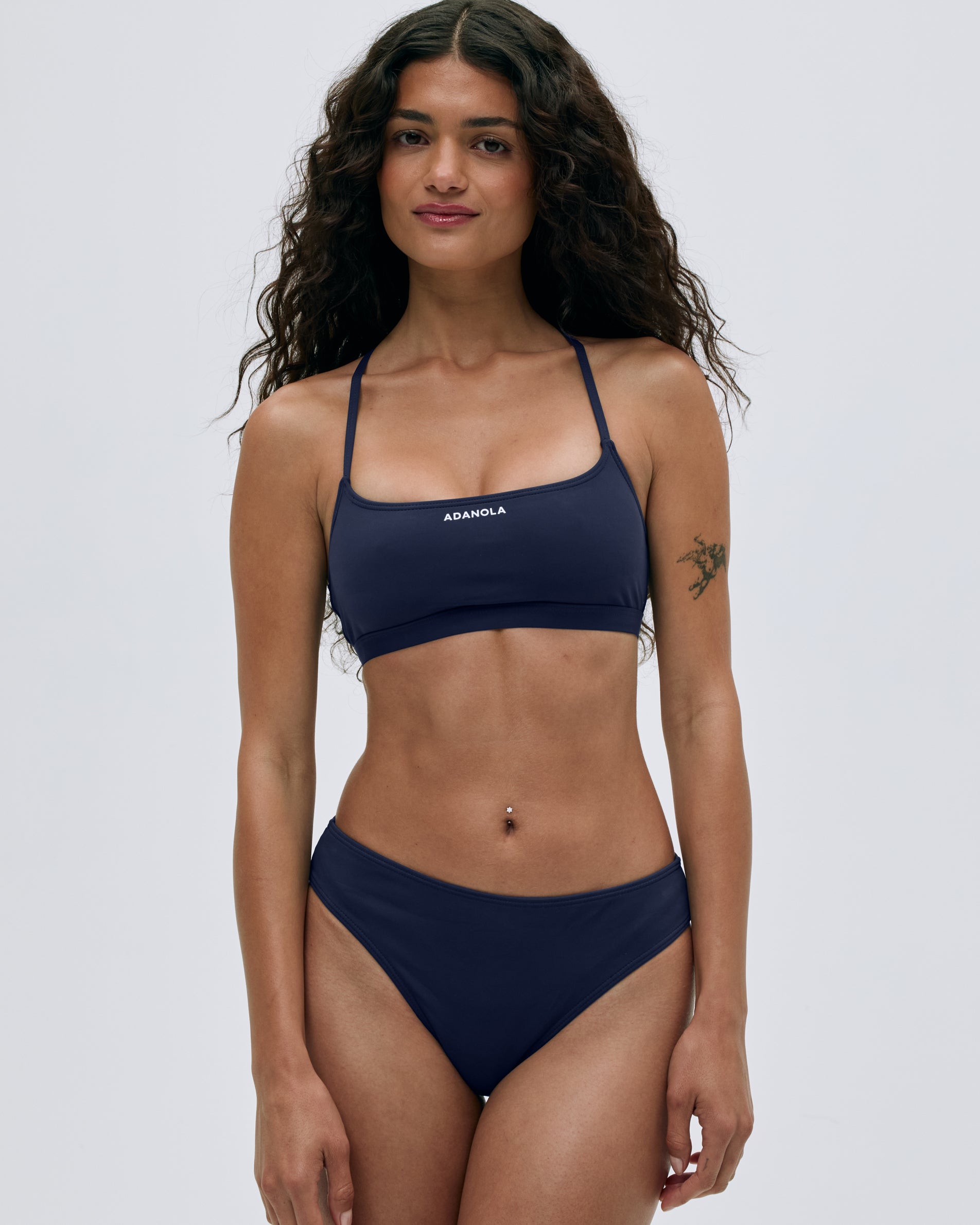 Navy Blue Cross Back Bikini Top - Women's Swimwear for Beach, Pool & Summer Vacation