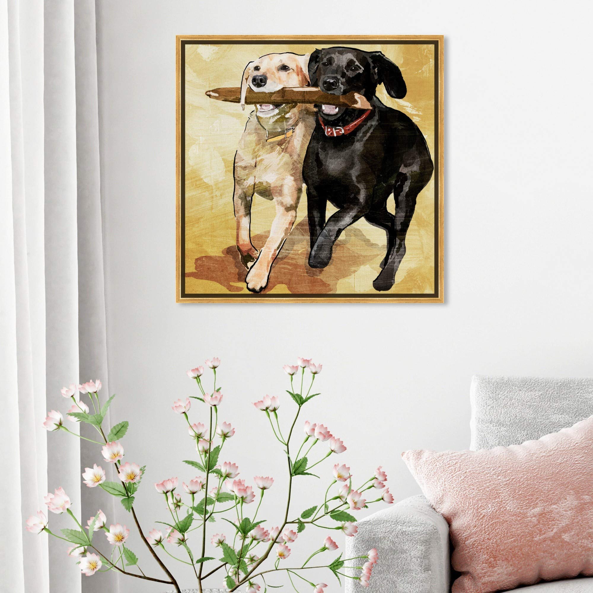 Playtime Dogs and Puppies Framed Wall Art Canvas Prints - Perfect for Living Room, Bedroom, and Nursery Decor