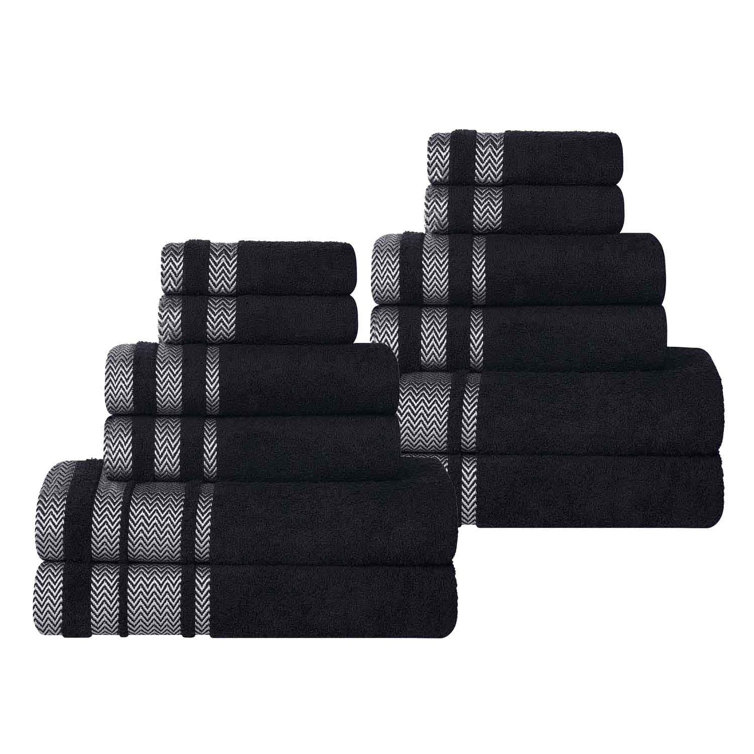 Premium 12-Piece Cotton Towel Set - Medium Weight, Soft & Absorbent Bath Towels for Spa, Gym & Everyday Use