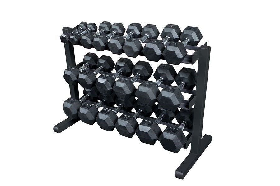 3-Tier Horizontal Dumbbell Rack for Home Gym - Heavy Duty Dumbbell Organizer with Non-Slip Base - Perfect for Garage, Basement & Fitness Room Storage