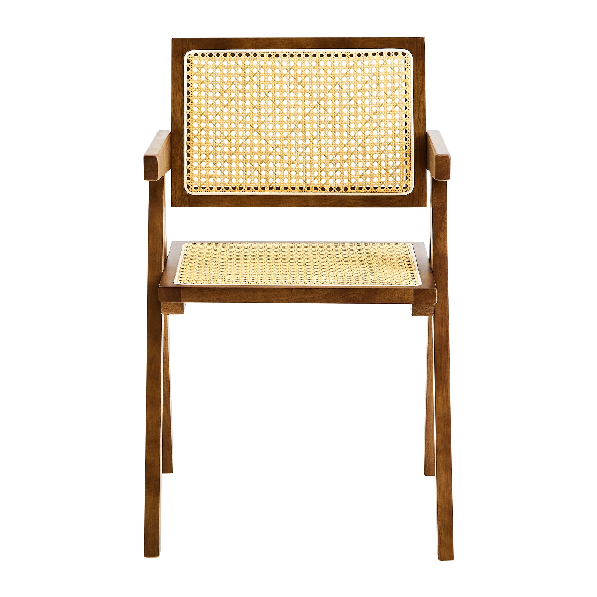 Solid Wood Dining Chairs with Armrests - Natural Rubber Wood & Rattan Woven Design for Kitchen, Dining Room, or Outdoor Patio