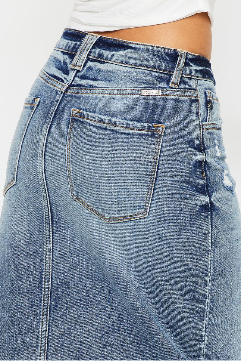Tracy Maxi Denim Skirt for Women - High Waisted A-Line Long Denim Skirt with Pockets - Perfect for Casual Outfits, Summer Dresses & Boho Style