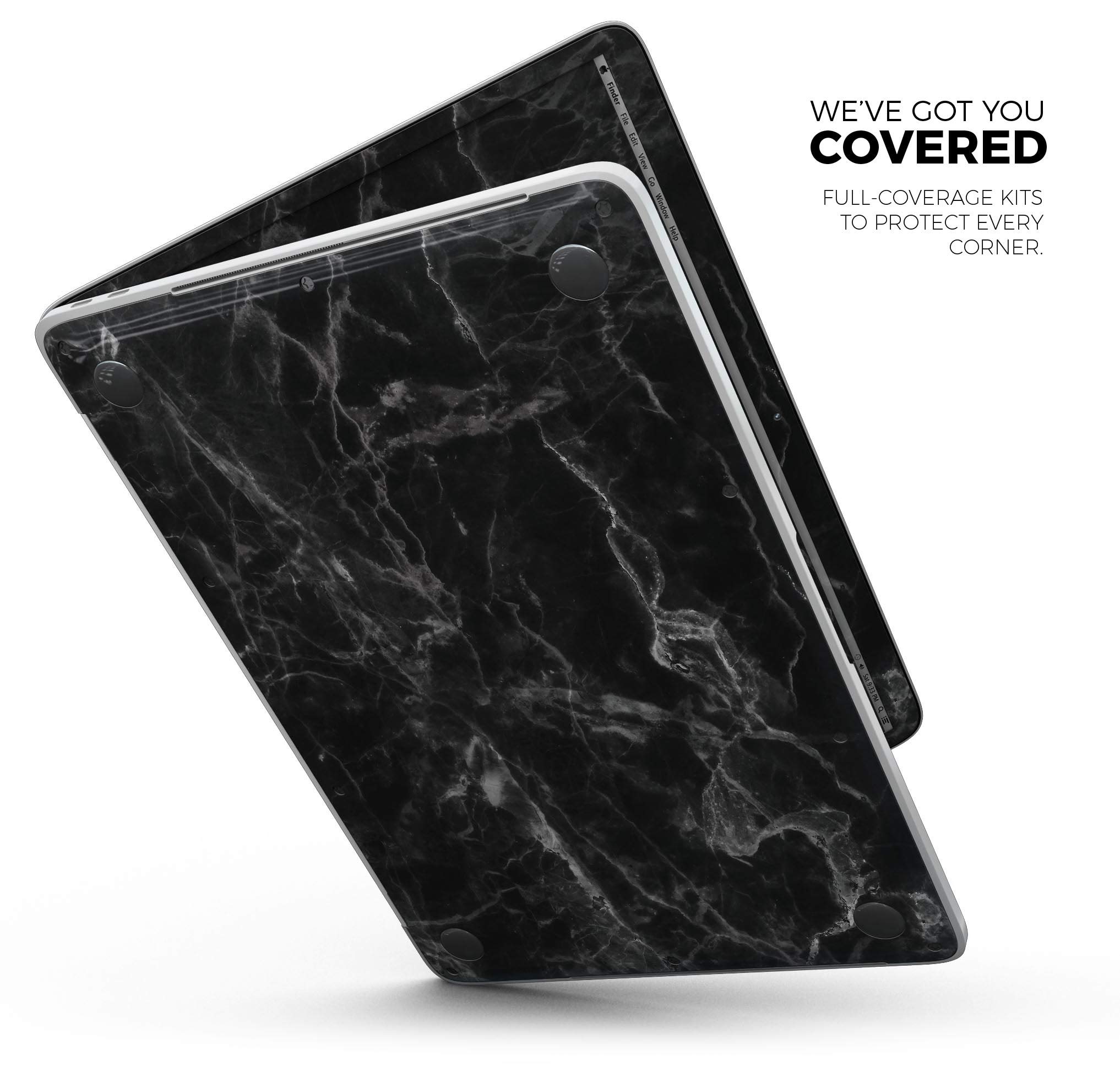 Premium Smooth Black Marble Vinyl Wrap - Scratch Resistant Full-Body Skin for MacBook Pro 16