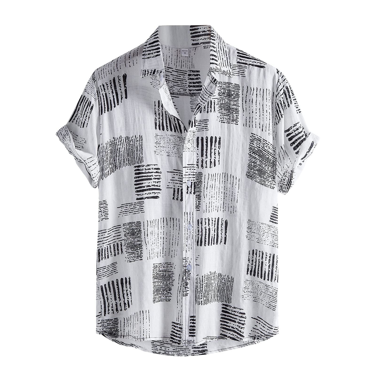 YKOHKOFE Men's Hawaiian Shirt - Black & White Tropical Print Short Sleeve Button Down Shirt for Casual Wear | Beach Vacation, Summer Party, Luau Theme Outfits
