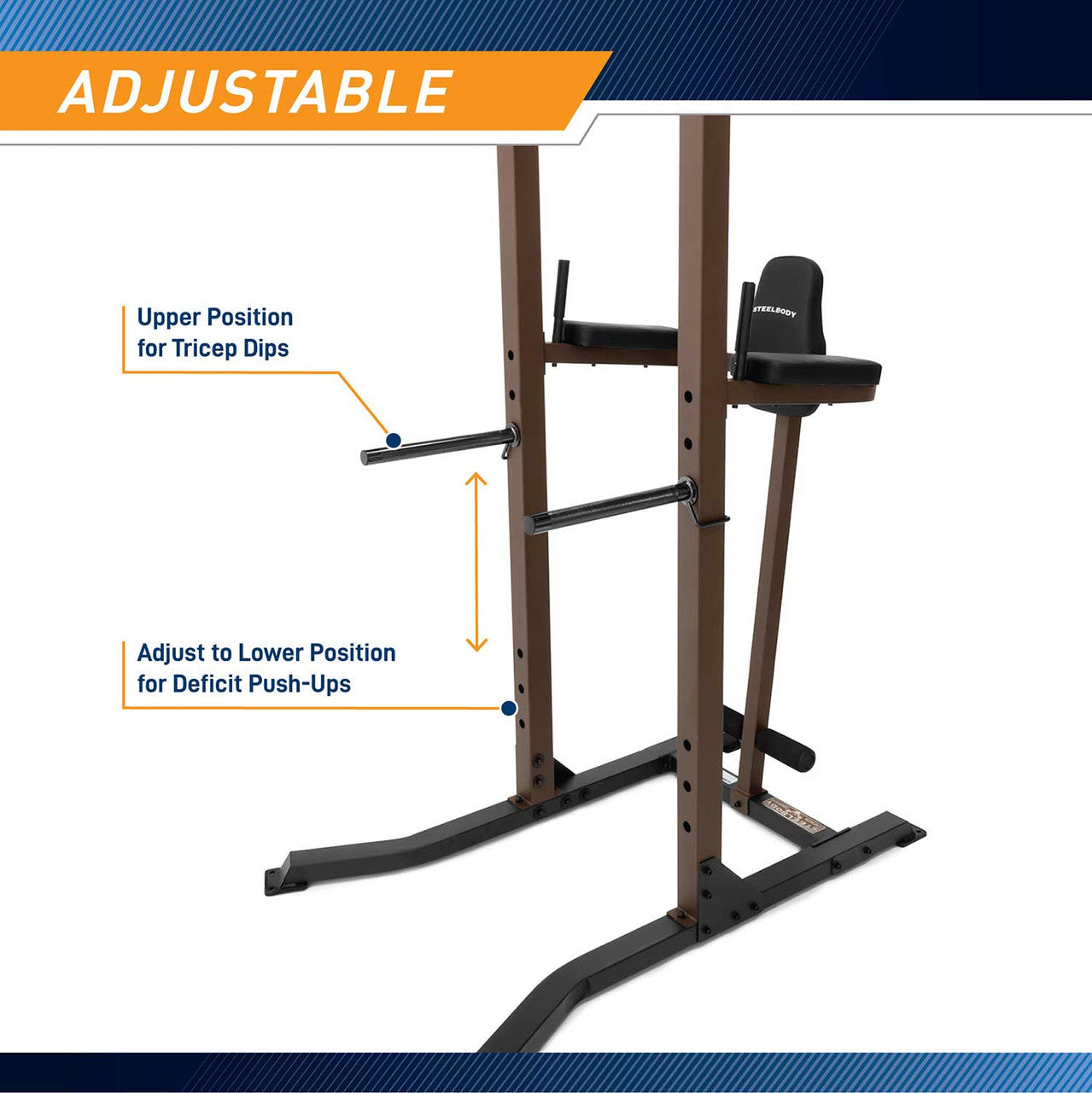 SteelBody STB 98501 Power Tower - Heavy Duty Pull Up & Dip Station for Home Gym - Perfect for Strength Training, Calisthenics & Full Body Workouts