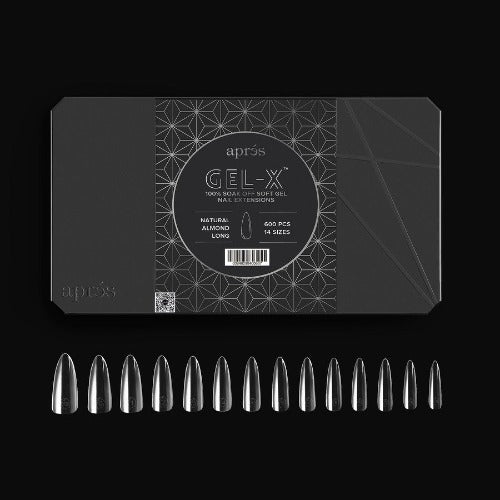 Apres Gel X Tips 2.0 (600pc) - Natural Long Almond Nail Extensions for Salon & DIY Manicure | Professional Fake Nails for Gel Polish & Acrylics | Perfect for Bridal, Party & Special Occasions