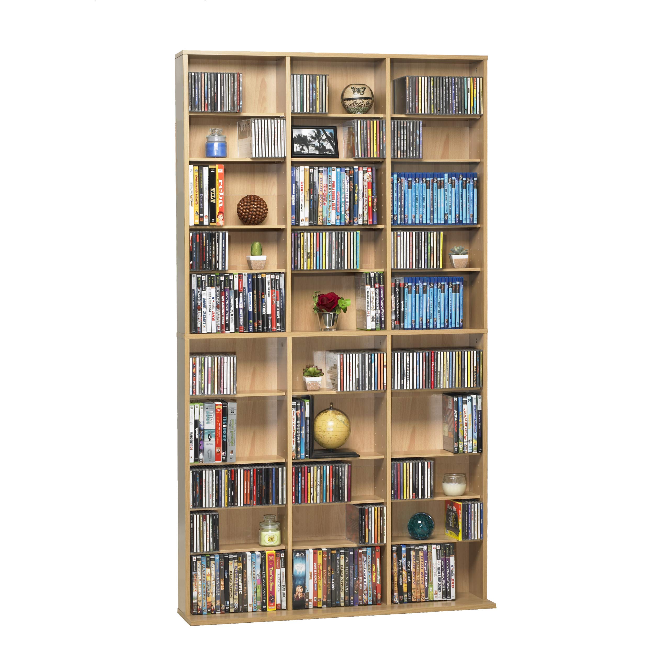 Atlantic Oskar 1080 Media Storage Cabinet - Organize & Protect Music, Movies, Video Games & Collectibles | Maple Finish | Perfect for Home Theater, Game Room & Office Organization (Model PN 38435715)