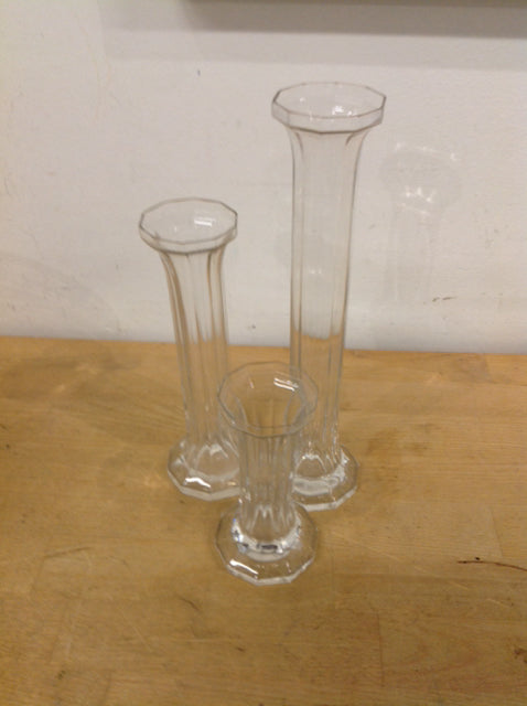 3-Piece Clear Glass Candle Holders Set - Elegant Home Decor for Dining Table, Wedding Centerpieces & Romantic Ambiance
