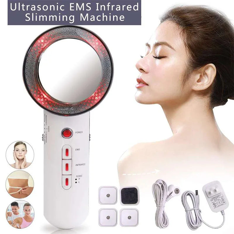 Professional Ultrasound Cavitation & EMS Fat Burner Machine - Body Slimming Massager for Weight Loss, Anti-Cellulite Treatment with Galvanic Infrared Technology | Home Use & Spa Treatment for Tummy, Arms, Thighs