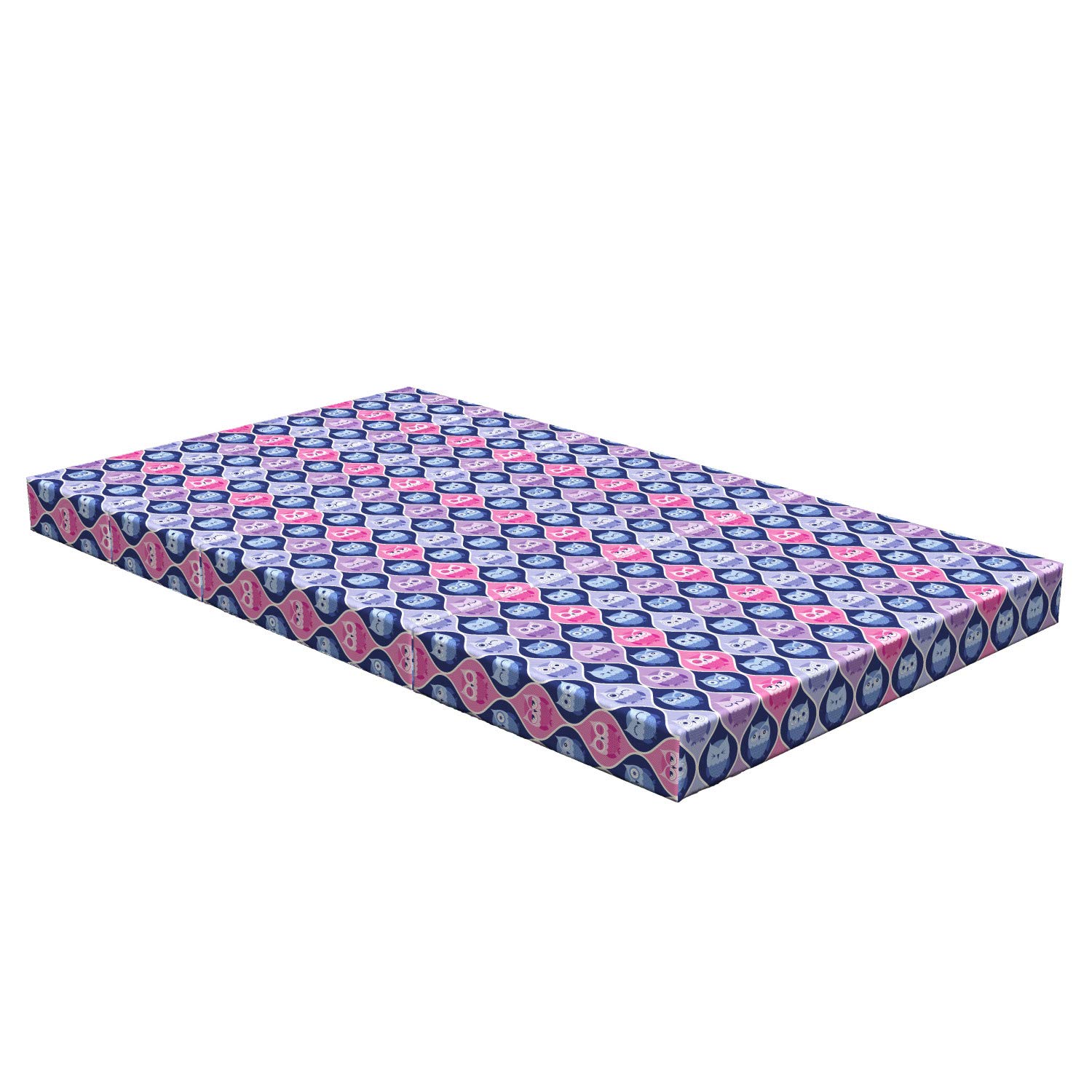 Ambesonne Animal Print Foldable Mattress with Vertical Sleeping Owls Design - Portable & Comfortable for Camping, Travel, and Guest Rooms