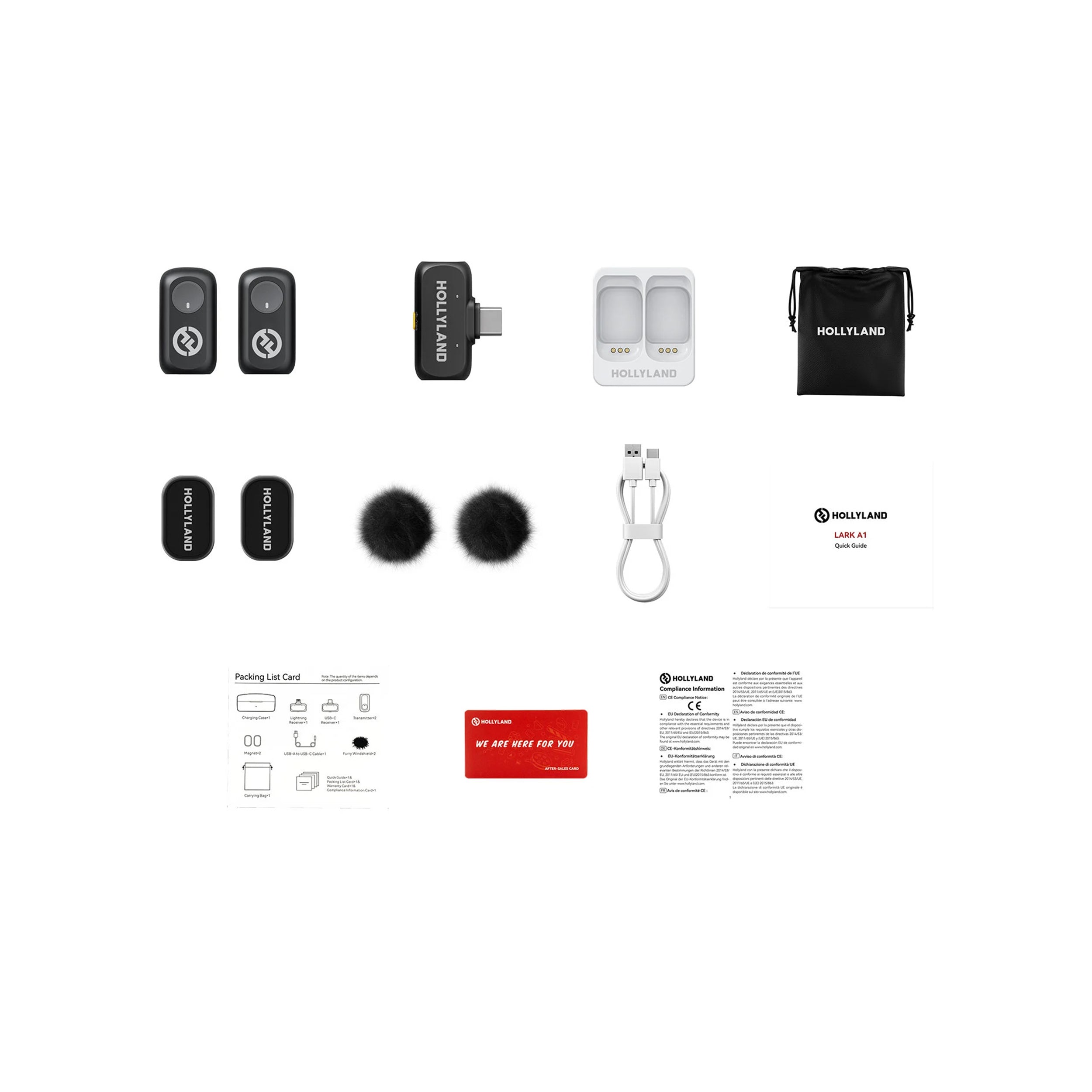 Hollyland LARK A1 Mini Duo USB-C Wireless Lavalier Microphones for iPhone, Android, Camera - Compact Noise Reduction Mic for Vlogging, Interviews, Live Streaming & Content Creation (6108 Mini Duo)