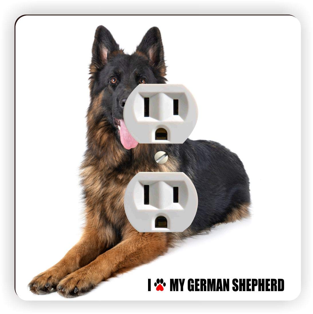 German Shepherd Paw Print Outlet Cover Plate - Decorative Switch Plate Cover for Home & Office - Pet Lover Gift Idea for Dog Owners