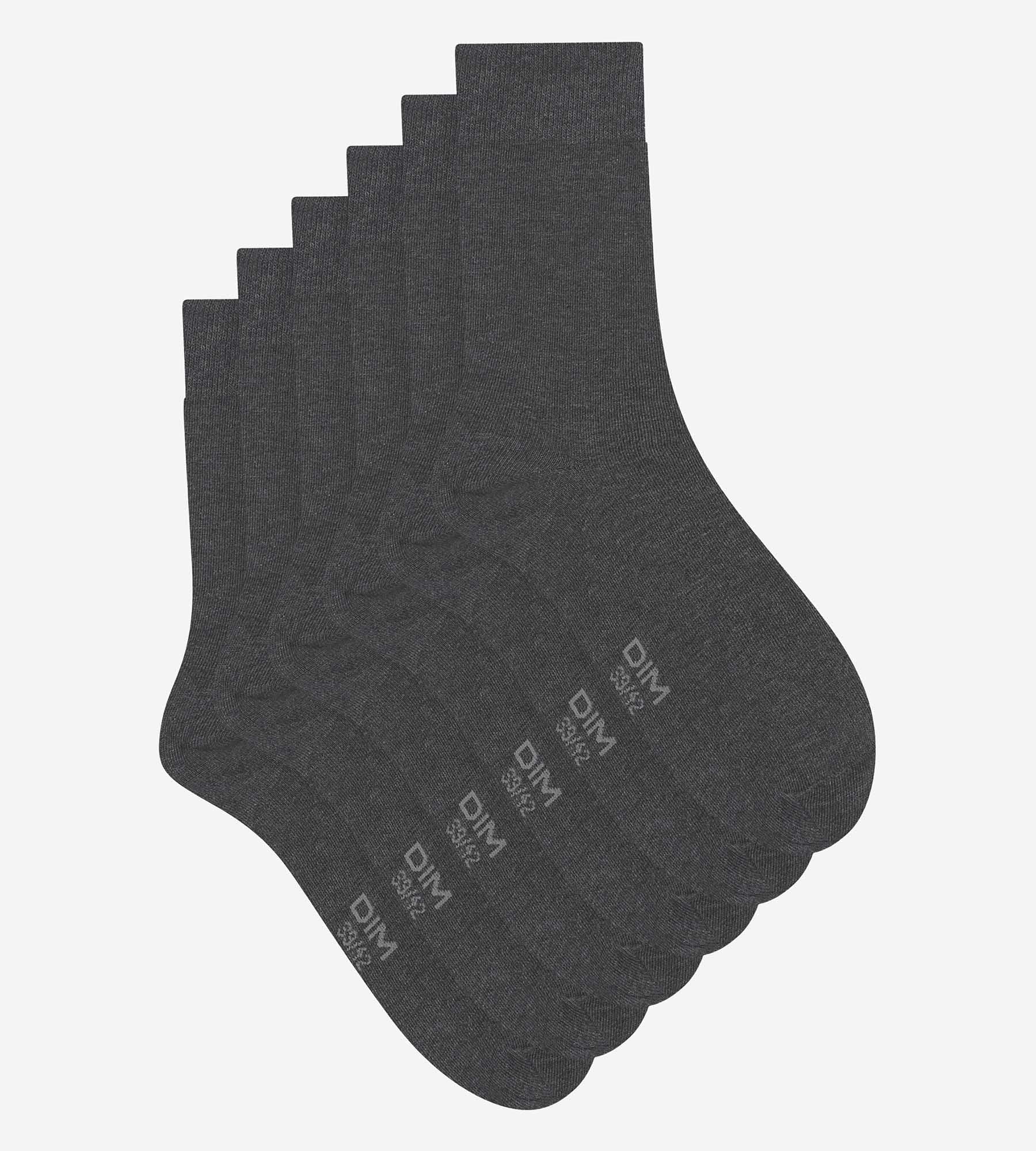 3 Pairs Men's Socks - Charcoal Heather Cotton Crew Socks for Casual Wear, Work & Sports