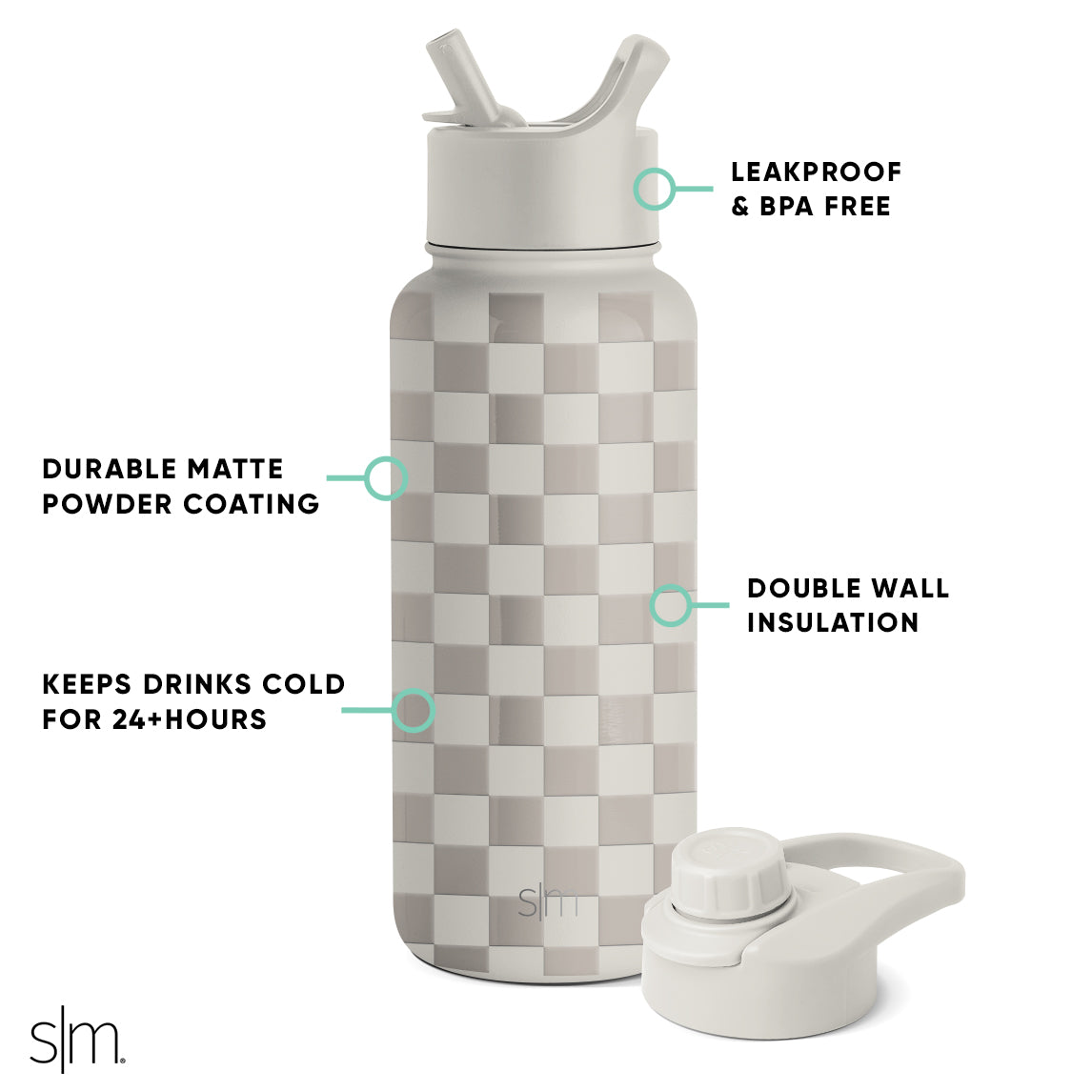 Summit Water Bottle with Straw & Chug Lid - Leakproof Stainless Steel Insulated Bottle for Gym, Hiking & Everyday Hydration