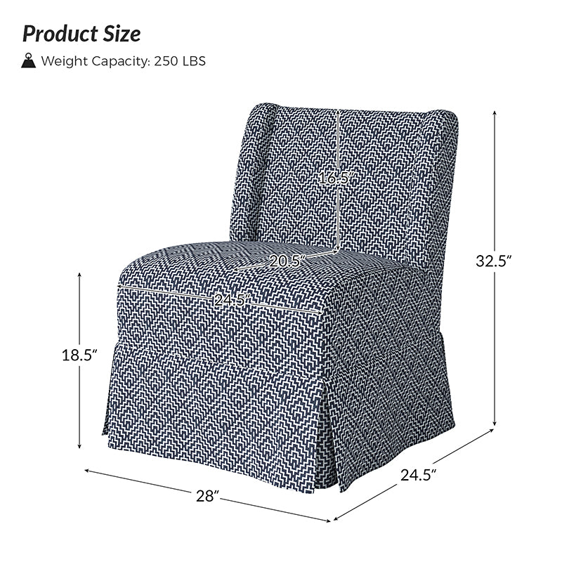 Ellmar Slipper Chair with Washable Slipcover & Solid Wood Legs - Comfortable Accent Chair for Living Room, Bedroom or Office - Perfect Reading Chair & Lounge Seat for Small Spaces