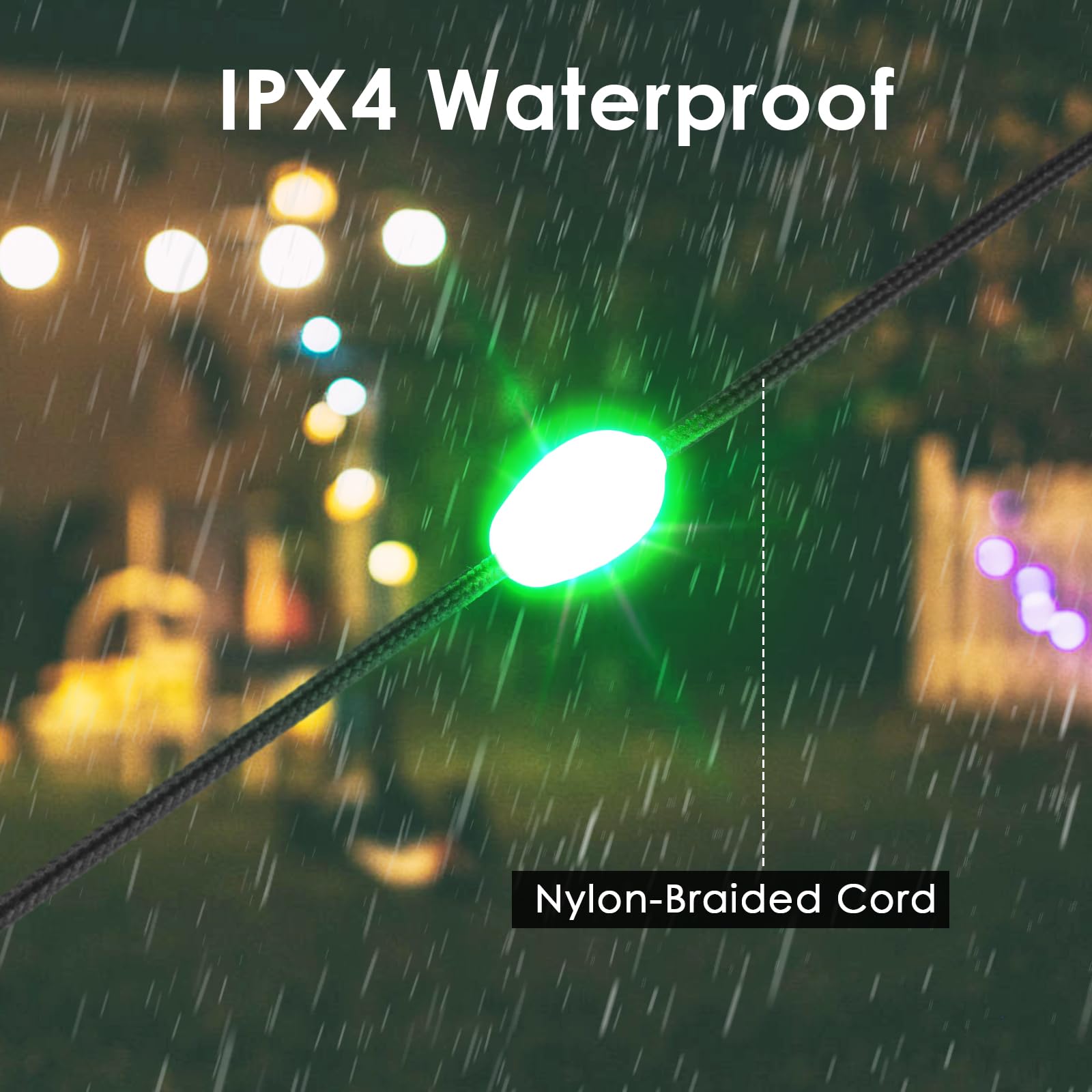 Anpro 7.7ft Solar Powered Camping String Lights with 5 LEDs - Waterproof Outdoor Extension Cord for Patio, Garden, Backyard (Black) | Perfect for Camping, BBQ, Parties & Decoration (ACANCL0705)