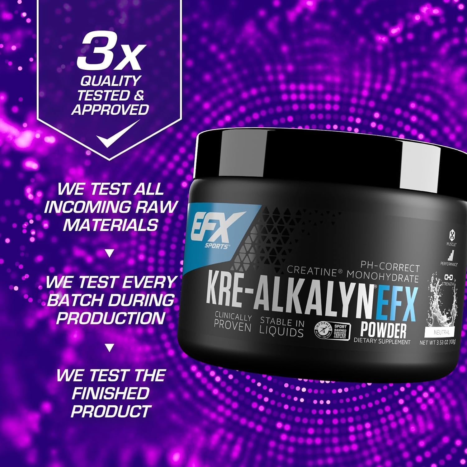 EFX Sports Kre-Alkalyn Creatine Powder - 210g Unflavored | Muscle Recovery & Strength Supplement for Athletes & Bodybuilders | Pre-Workout & Post-Training Support