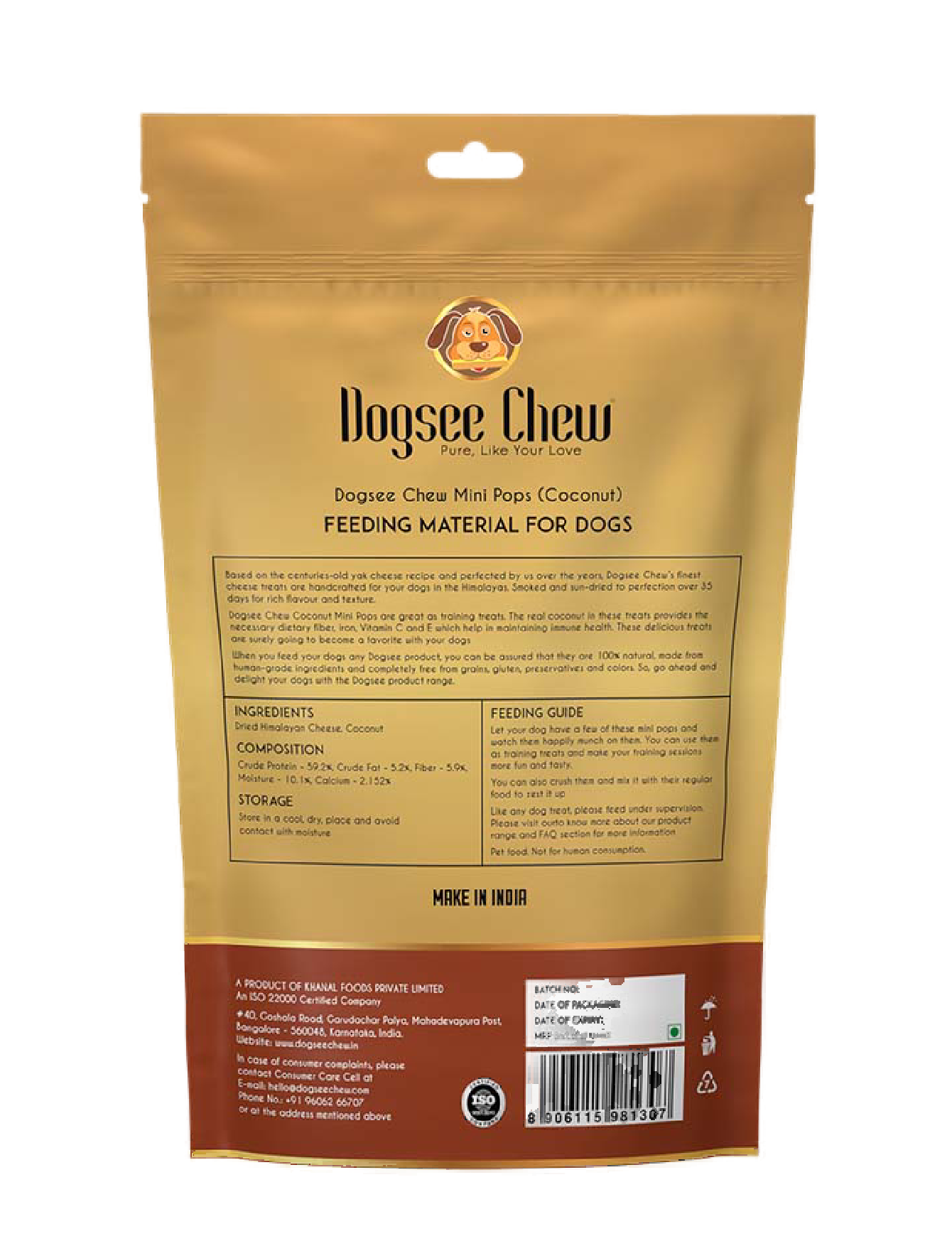Organic Dogsee Chew Mini Pops - Himalayan Cheese & Coconut Dog Treats 70g | Healthy Natural Snacks for Small & Medium Dogs | Perfect for Training, Rewards & Dental Health