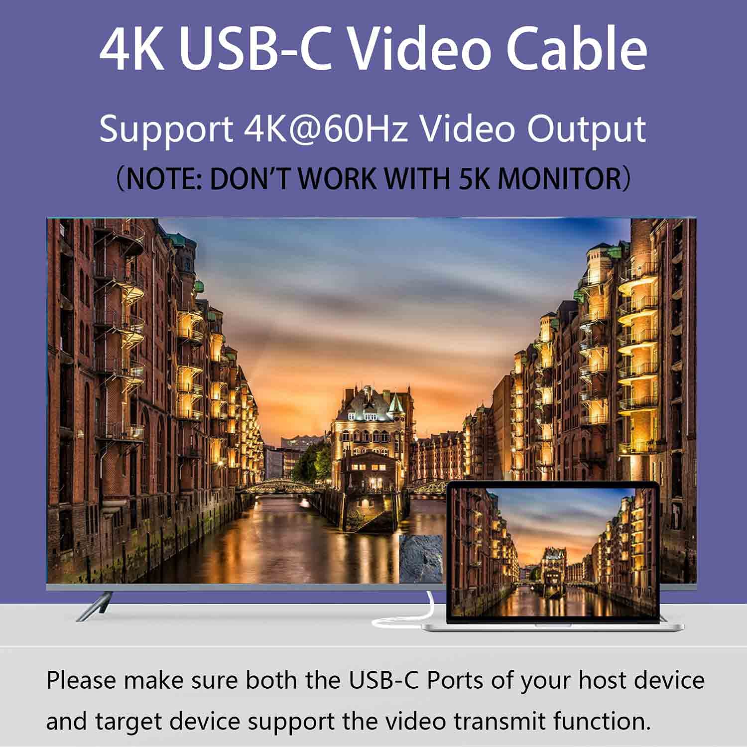 USB C to USB C 3.1 Gen 2 Cable 10ft - 10Gbps Fast Charging & Data Transfer Cable, 4K Video Monitor Cord, Compatible with USB-C Portable Monitor, Docking Station, Quest Link - Perfect for Home Office, Gaming & Mobile Workstations