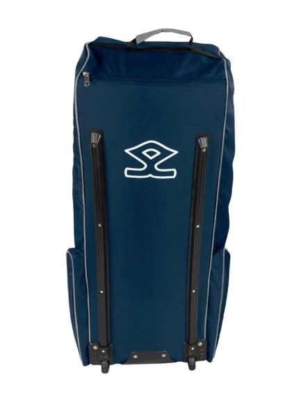 PRO Wheelie Cricket Kit Bag - Navy & Grey, Standard Size Cricket Equipment Bag with Wheels for Easy Transport | Perfect for Cricket Practice, Matches & Travel