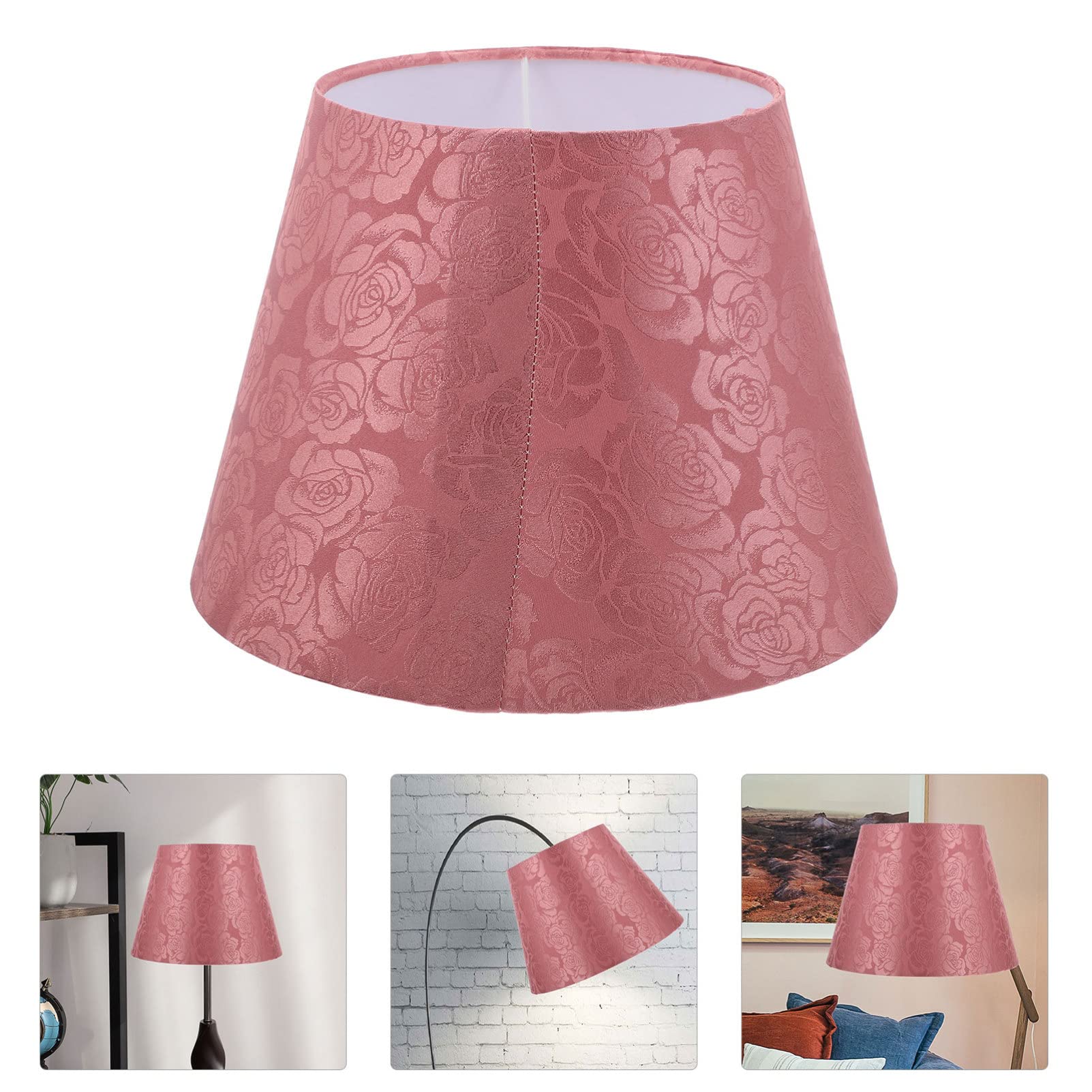 Beaupretty Floral Embroidery Fabric Clip-On Chandelier Lamp Shade - Pink Lampshade for Table, Wall & Ceiling Lights - Elegant Home Decor for Living Room, Bedroom & Dining Room Lighting
