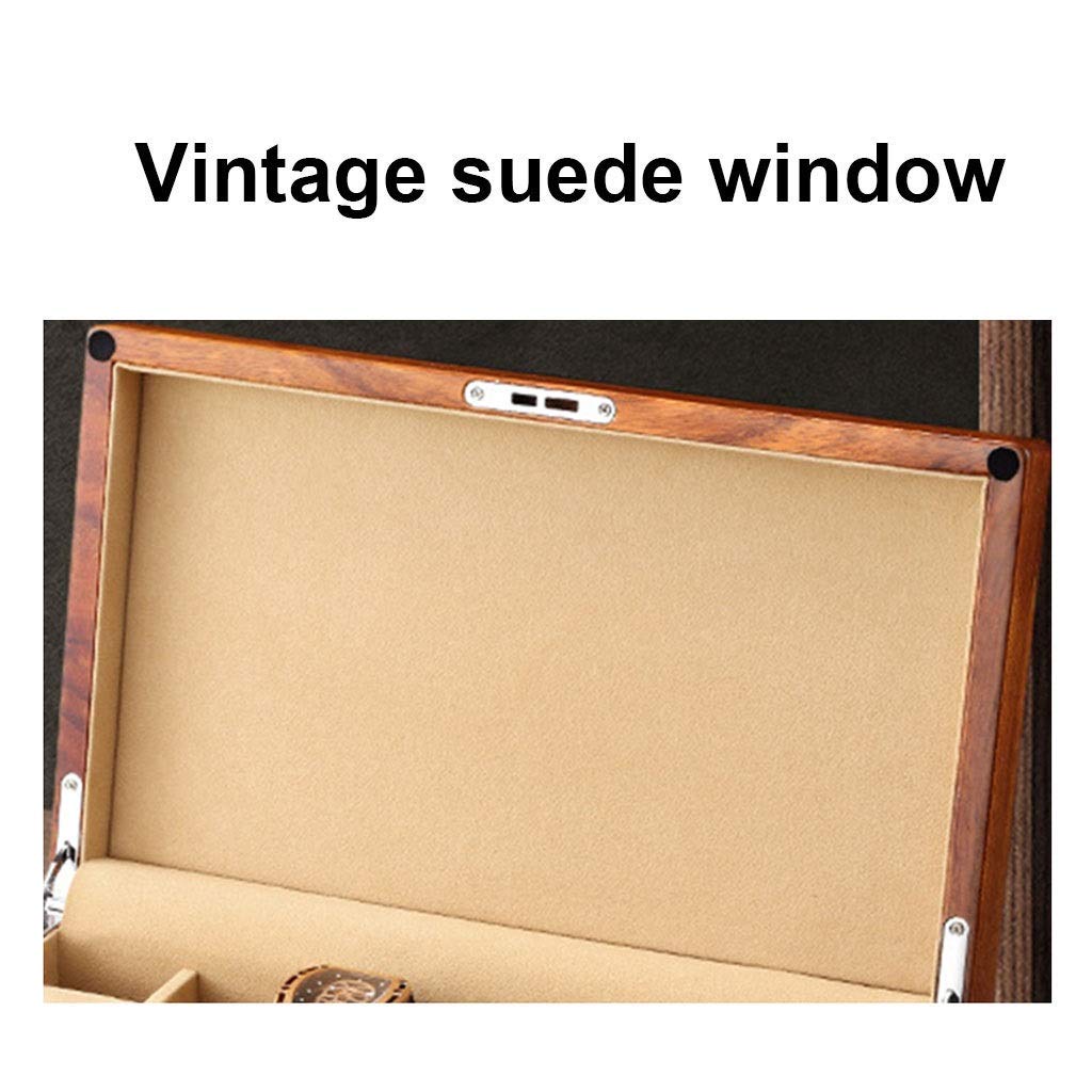 Premium Rosewood Watch Storage Box - Large 6/12 Compartment Display Case with Lock for Men's Wristwatches & Smartwatches | Elegant Watch Organizer for Home, Office, or Travel Use