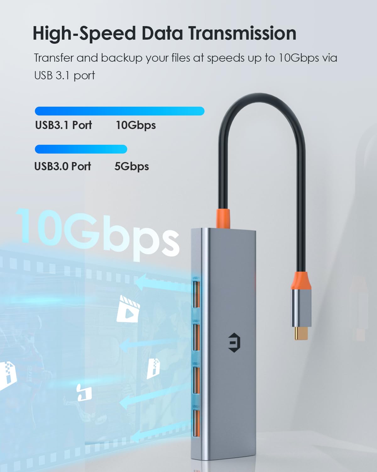 4-in-1 USB C Hub with 4 USB 3.1 Ports - High-Speed Data Transfer (2X Faster Than USB 3.0) - Universal Docking Station for MacBook, iPad Pro, Windows Laptops - Perfect for Home Office, Remote Work & Travel Accessories