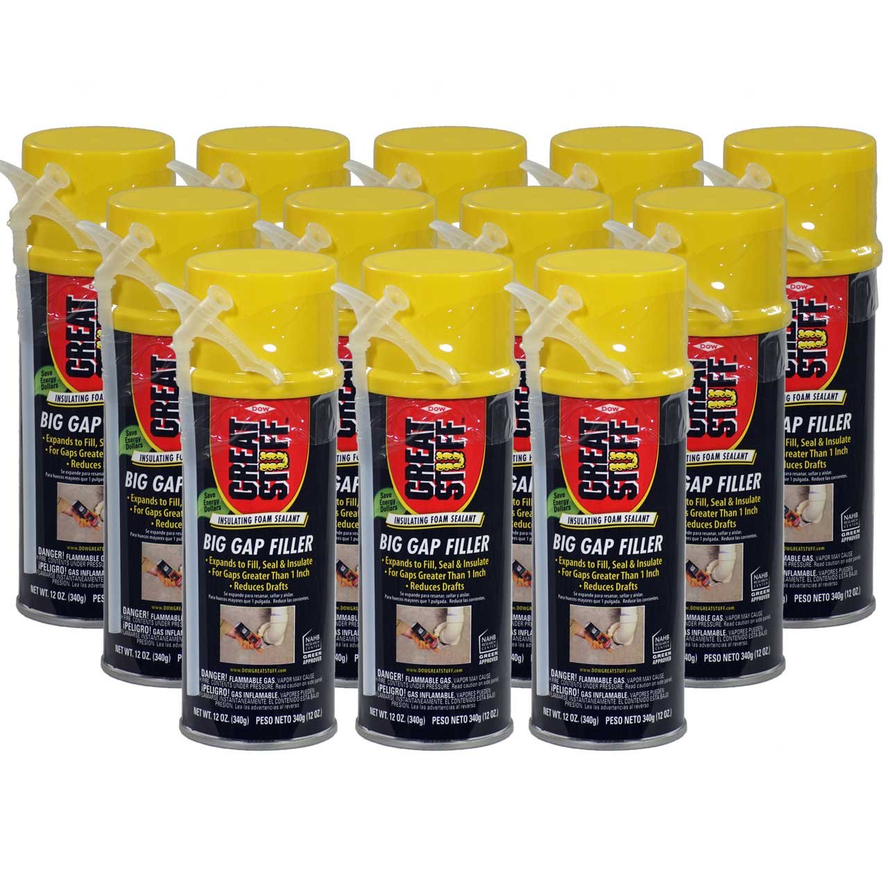 Great Stuff Big Gap Filler Insulating Foam Sealant - 12 oz Cans (Case of 12) - Ideal for Home Insulation, Air Sealing & Weatherproofing Windows, Doors & Plumbing Gaps