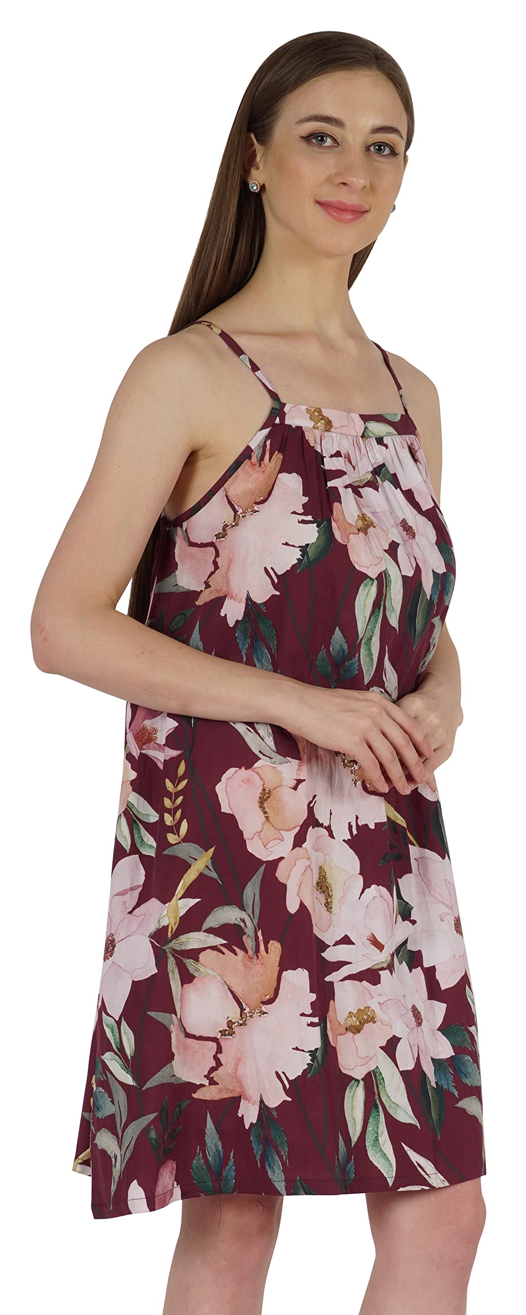 Bimba Women's Casual Printed Spaghetti Strap Dress - Short Summer Sundress Midi Length for Beach, Vacation & Outdoor Activities