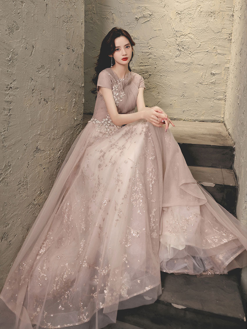 Elegant Pink Tulle Lace Long Prom Dress for Women - Formal Evening Gown for Homecoming, Wedding, Quinceañera & Special Occasions