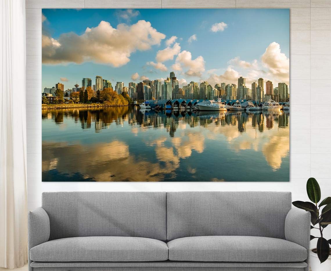 Vancouver Canvas Wall Art - Stunning Skyline Print of British Columbia, Canada | Extra Large Home Decor for Living Room, Office & Bedroom | Perfect Gift for Travel Lovers & Cityscape Enthusiasts