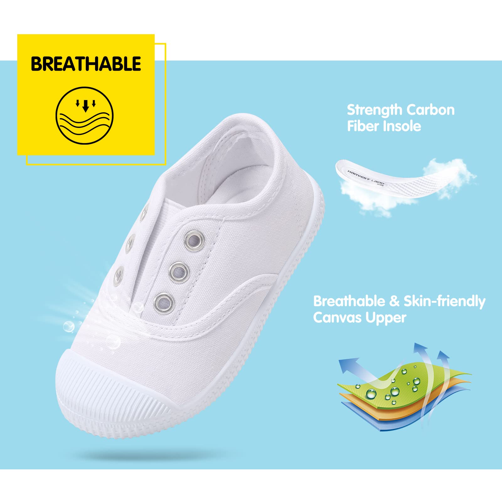 **Toddler Kids Canvas Sneakers - Slip-On Lightweight Comfortable Casual Running Tennis Shoes for Boys & Girls (Toddler/Little Kids/Big Kids) - Perfect for Playground, School & Daily Wear**