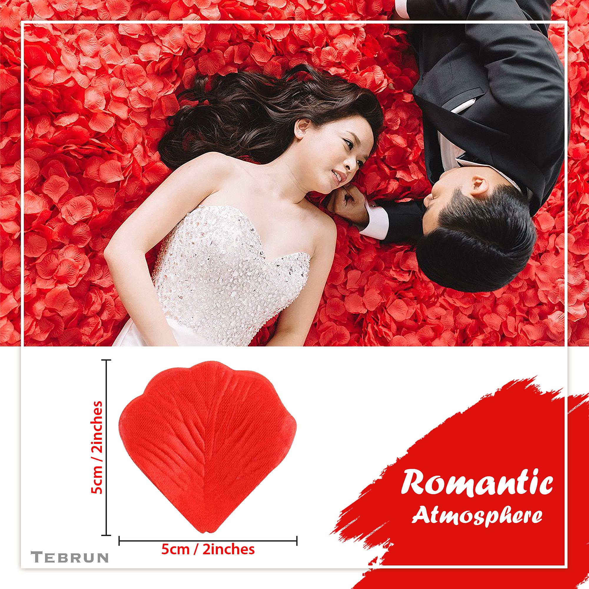 Premium Artificial Red Rose Petals - 500 Count for Romantic Decor, Wedding Proposal, Bedroom & Bathroom Scatter, Valentine's Day Decorations - Fake Flower Petals for Table Centerpieces, Aisle Walkways & Spa Bath Setup