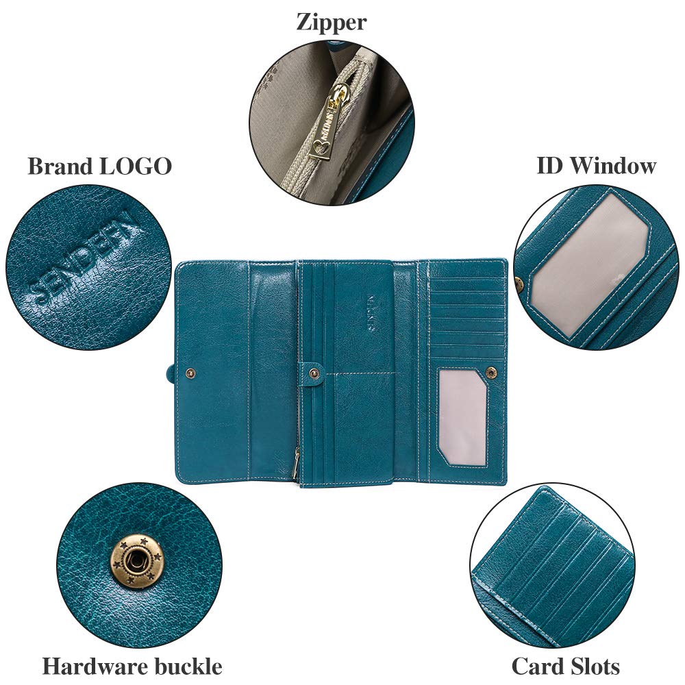 Women's RFID Blocking Leather Wallet - Trifold Card Holder with ID Window for Daily Use