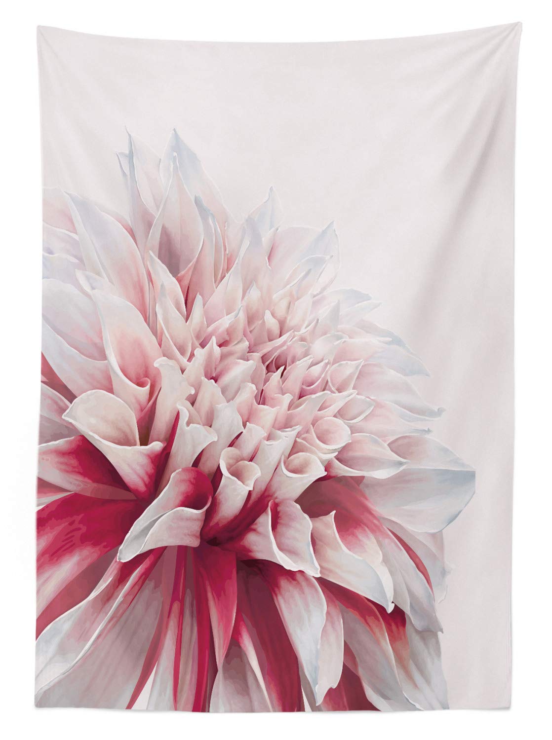 Ambesonne Dahlia Outdoor Tablecloth - Large Red Flower Meadow Design, Washable Picnic Table Cover 58x120 Inches, Ruby Ivory White - Perfect for Garden Parties, BBQs, and Outdoor Dining Decor