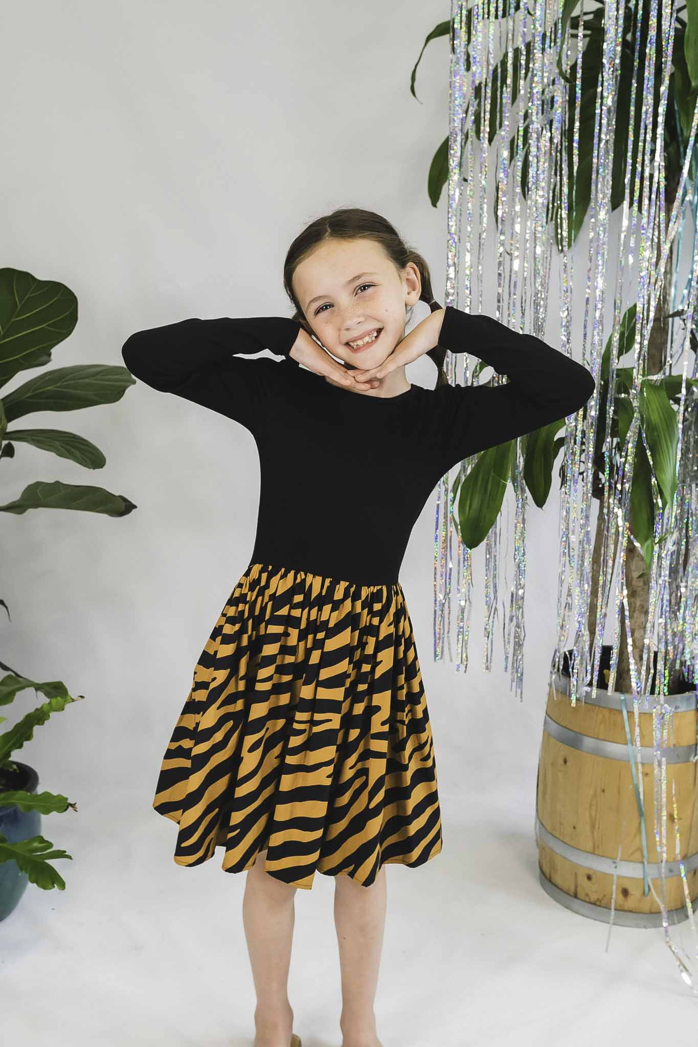 Casie Zebra Print Denim Dress for Girls - Stylish & Comfortable Outfit for School, Parties & Everyday Wear