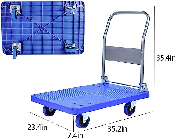 Foldable Platform Truck with 880lb Capacity - Heavy Duty Flatbed Trolley for Moving, Cargo Transport & Shopping - Ideal for Home Moving, Warehouse Use & Retail Stores