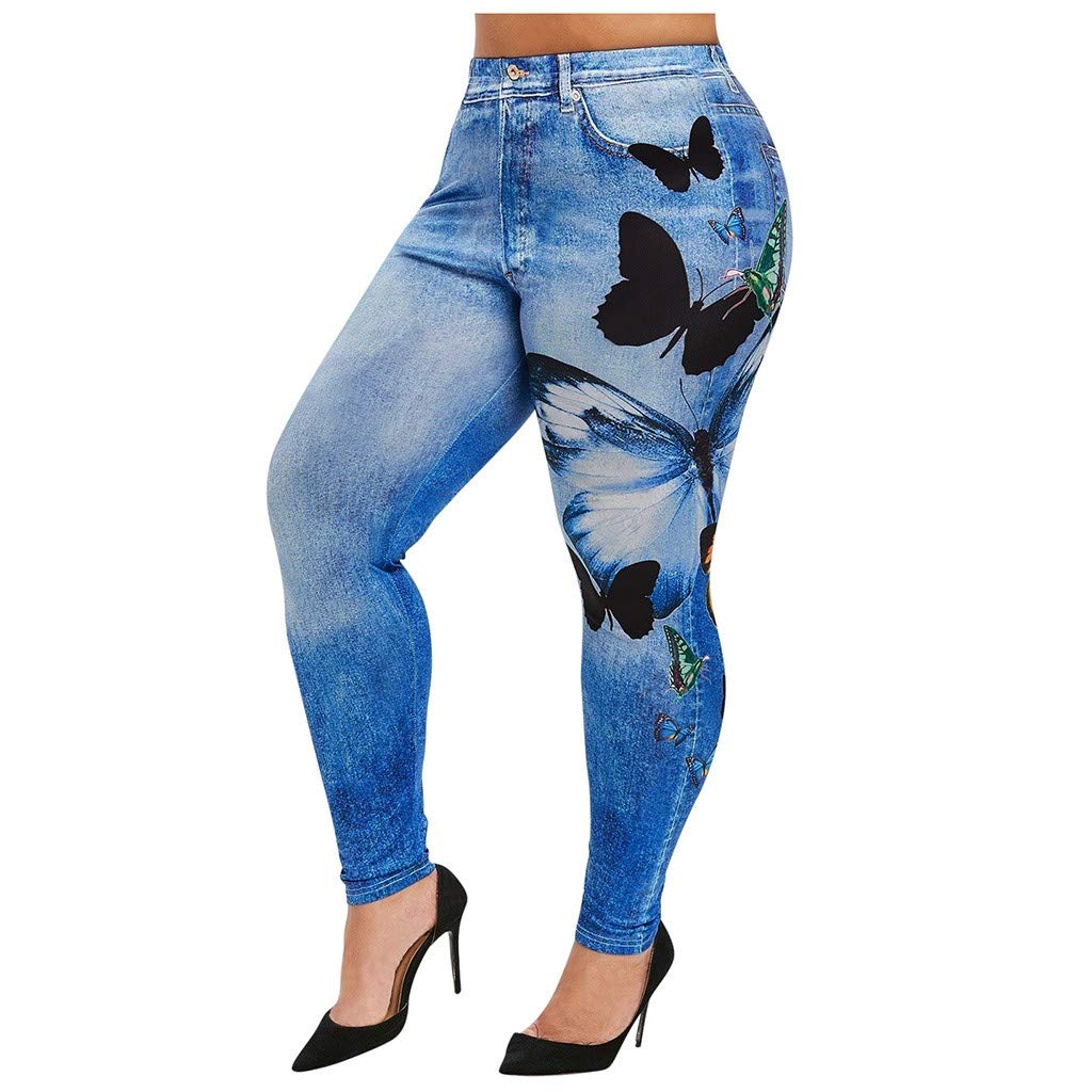 KINGOLDON Women's Plus Size Slim Cropped Pants - Stretchy Casual Imitation Cowboy Leggings for Work, Travel & Everyday Wear