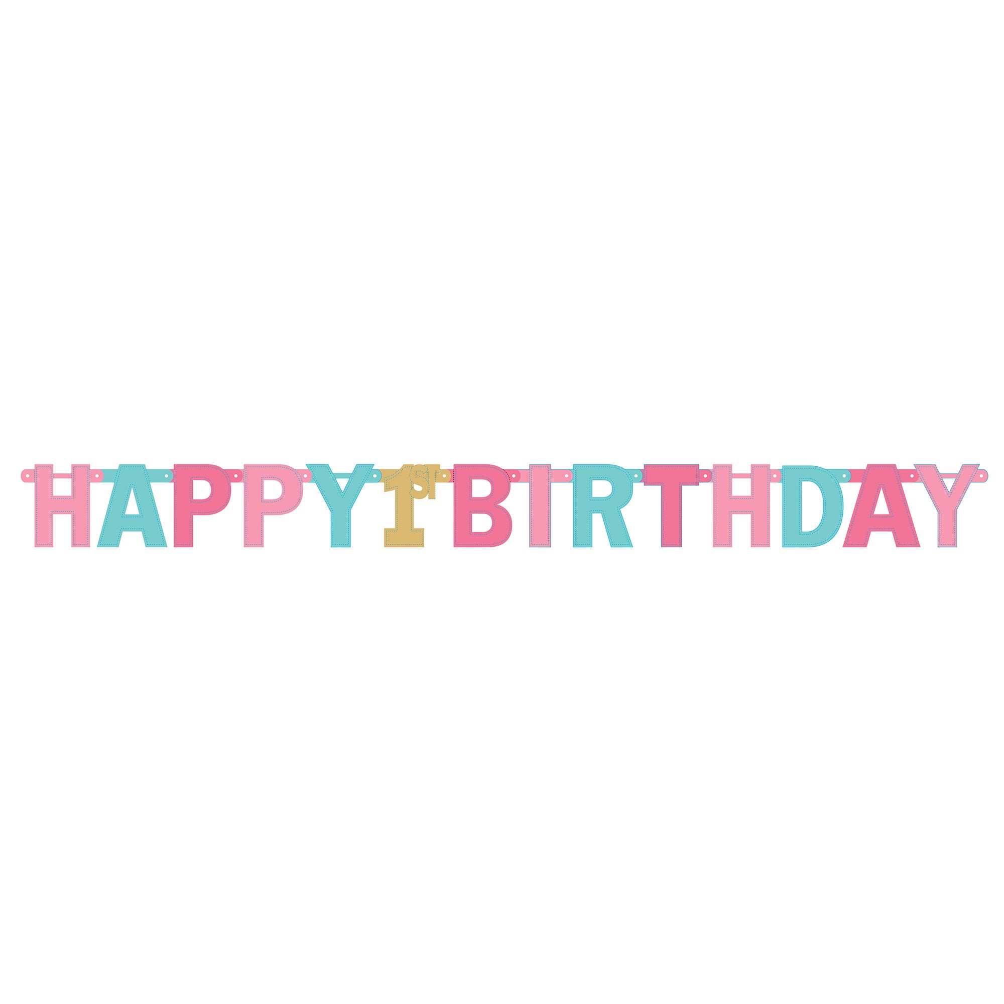 1st Birthday Pink Jumbo Foil Letter Banner - Large Decorative Letters for Baby's First Birthday Party Decorations - Perfect for Photo Backdrops, Cake Smash Sessions & Nursery Room Decor