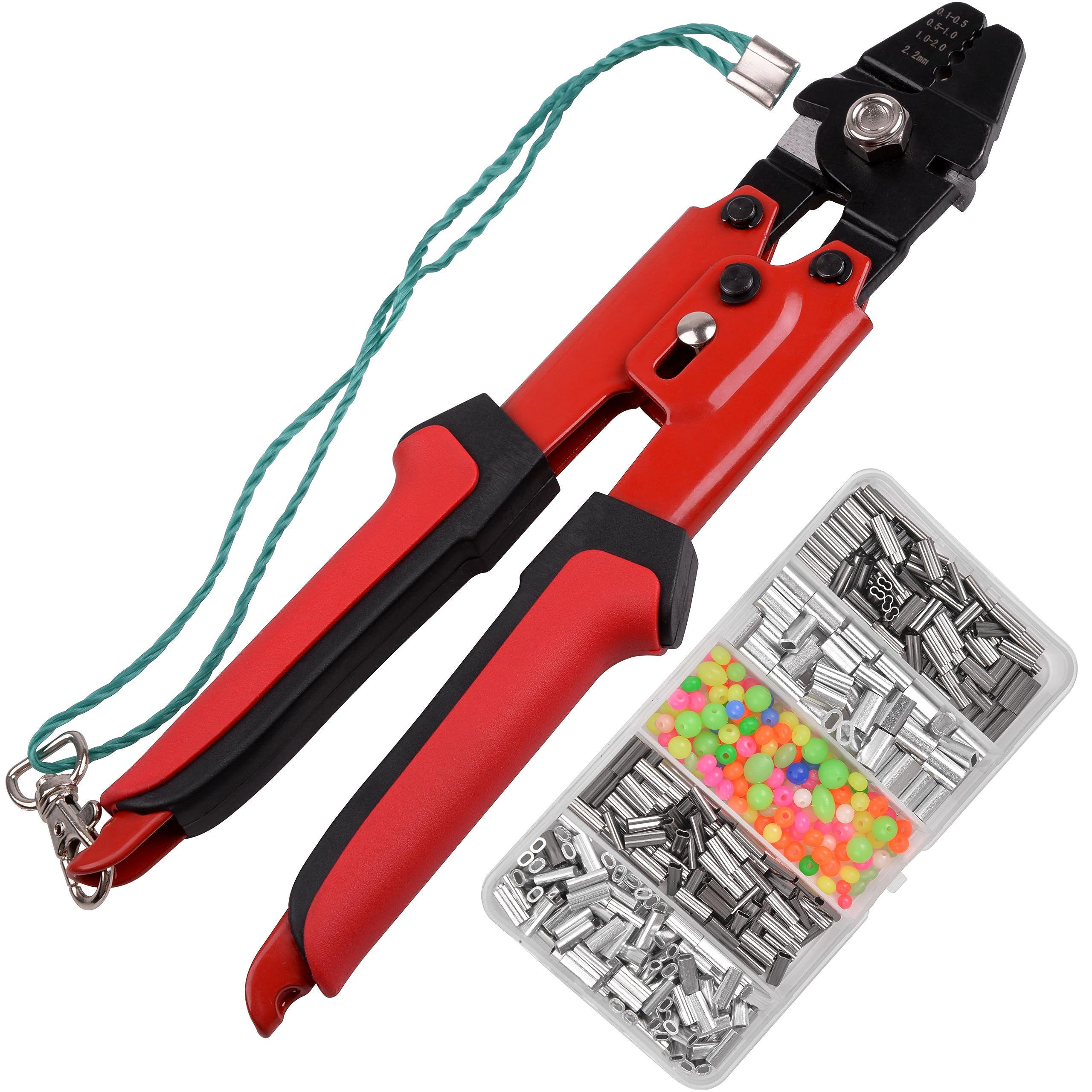 Premium Fishing Crimping Tool Kit with Aluminum & Copper Sleeves - 10