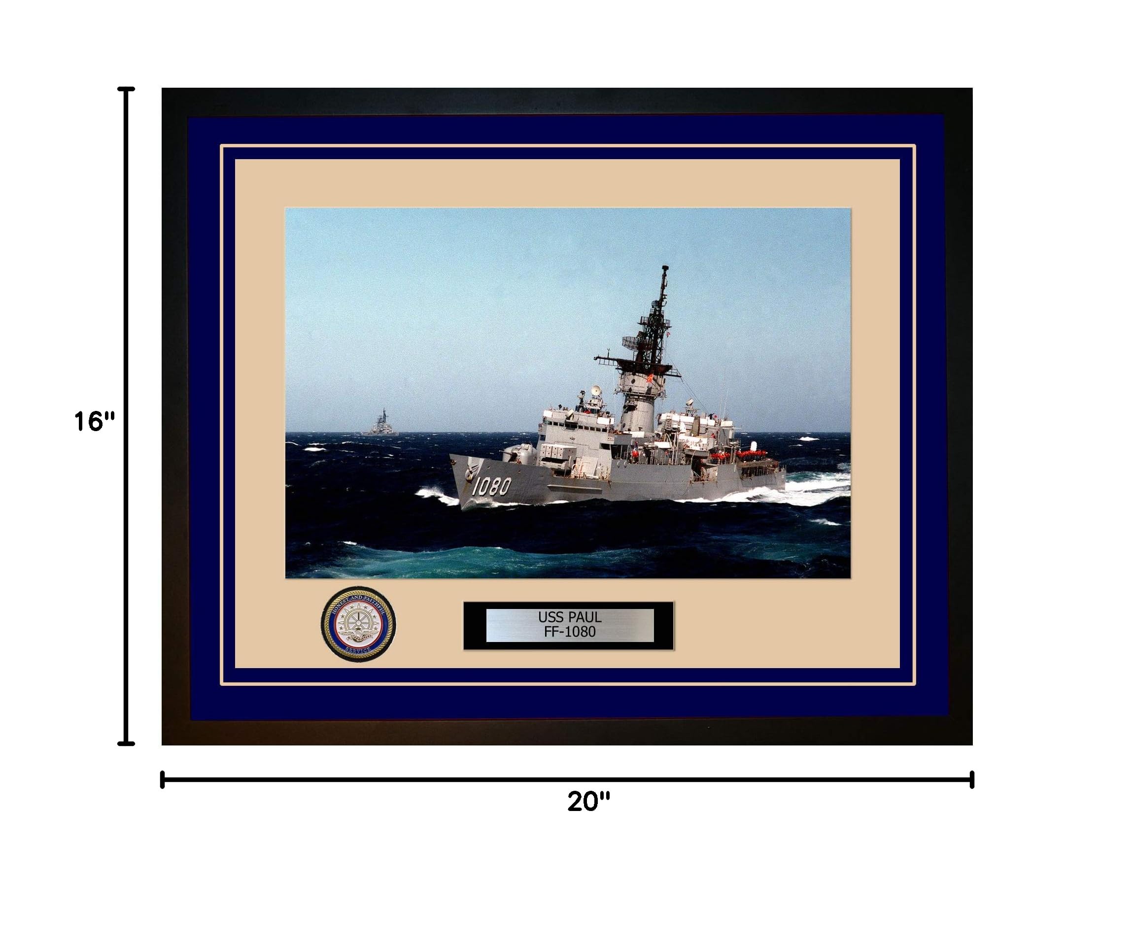 USS Paul FF-1080 Framed Navy Ship Photo - Premium Collectible Military Memorabilia - Perfect for Home Office Decor, Military History Enthusiasts & Veterans Gifts