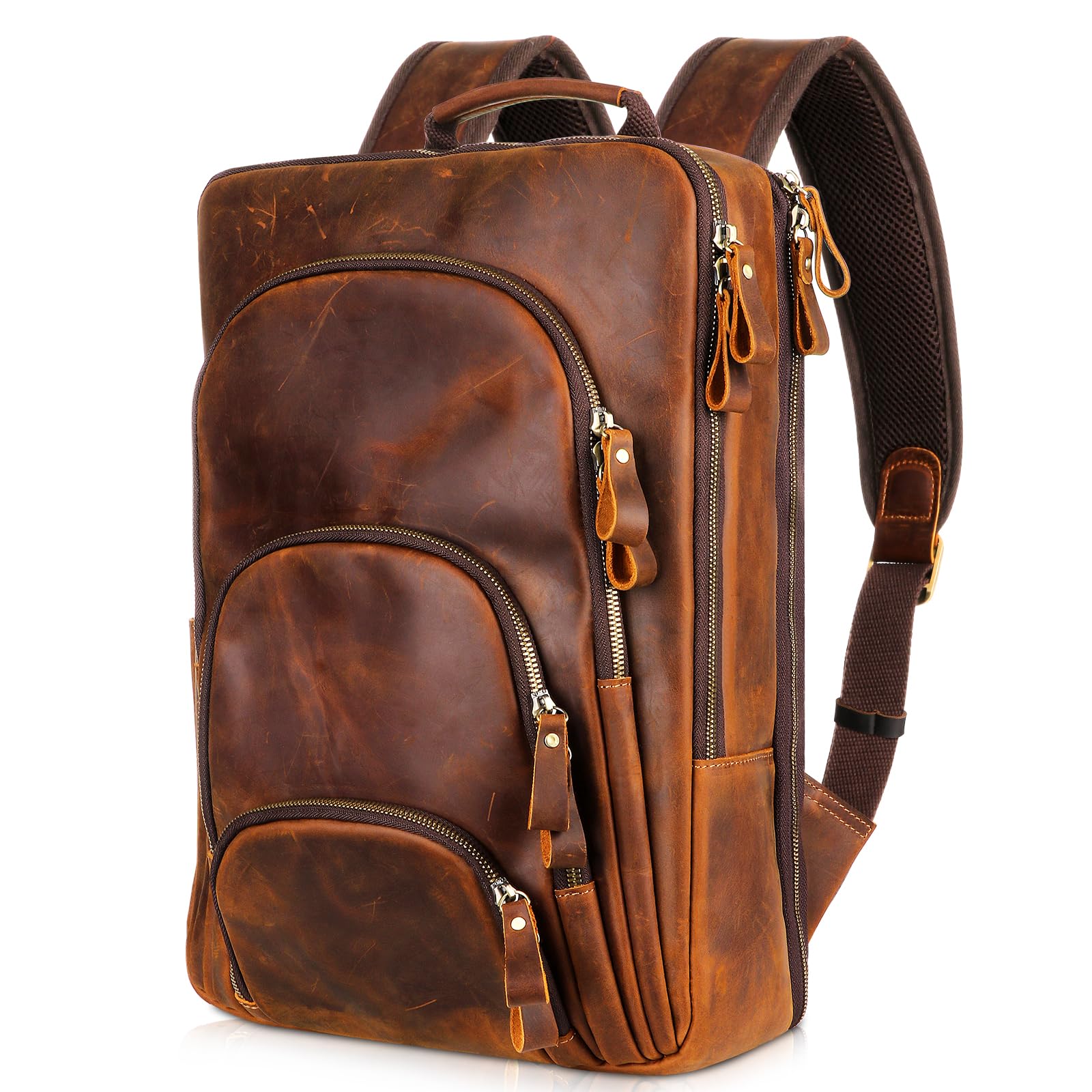 Premium Full Grain Leather Backpack for 15.6