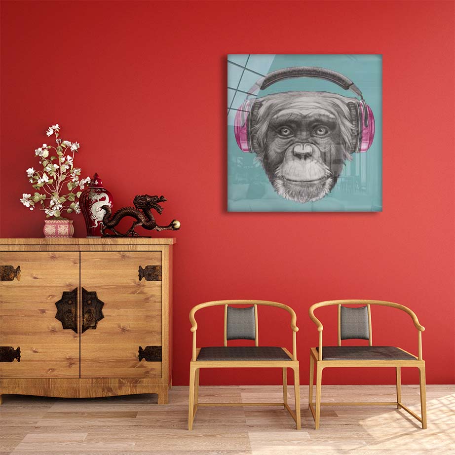 Funny Monkey with Headphones - Cute Plush Animal Toy for Kids & Adults - Perfect for Gifts, Room Decor, and Stress Relief