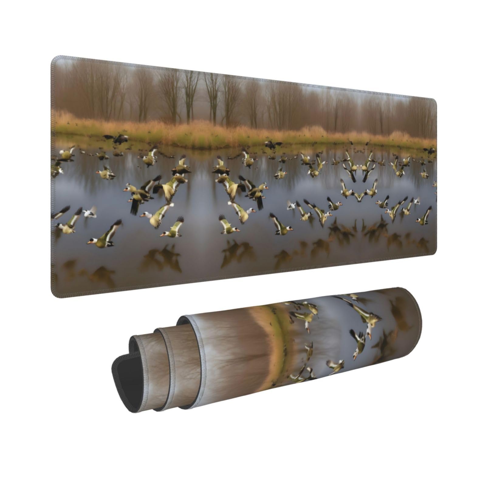 Premium Large Hunting Wild Ducks Keyboard Mat - Smooth Durable Desk Pad & Gaming Mouse Pad - Waterproof Easy Clean Surface - Perfect for Office, Gaming & Home Workspace