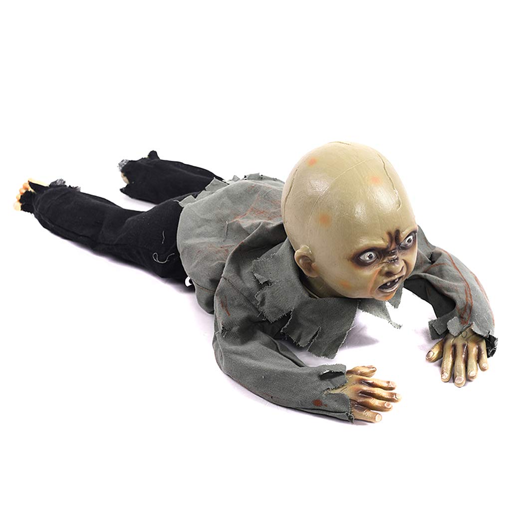 Jackyee Animated Crawling Baby Zombie Doll - No Battery Scary Ghost Baby Halloween Prop for Haunted House Decor & Party Supplies | Perfect for Halloween Decorations, Haunted Attractions, and Spooky Party Favors
