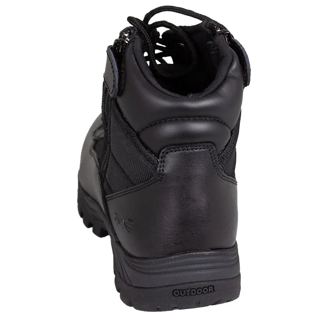 Men's Black Leather Tactical Boots with Side Zippers - Military Style Combat Boots for Outdoor Hiking & Work - Durable Lace-Up Ankle Boots for Motorcycle Riding & Urban Fashion