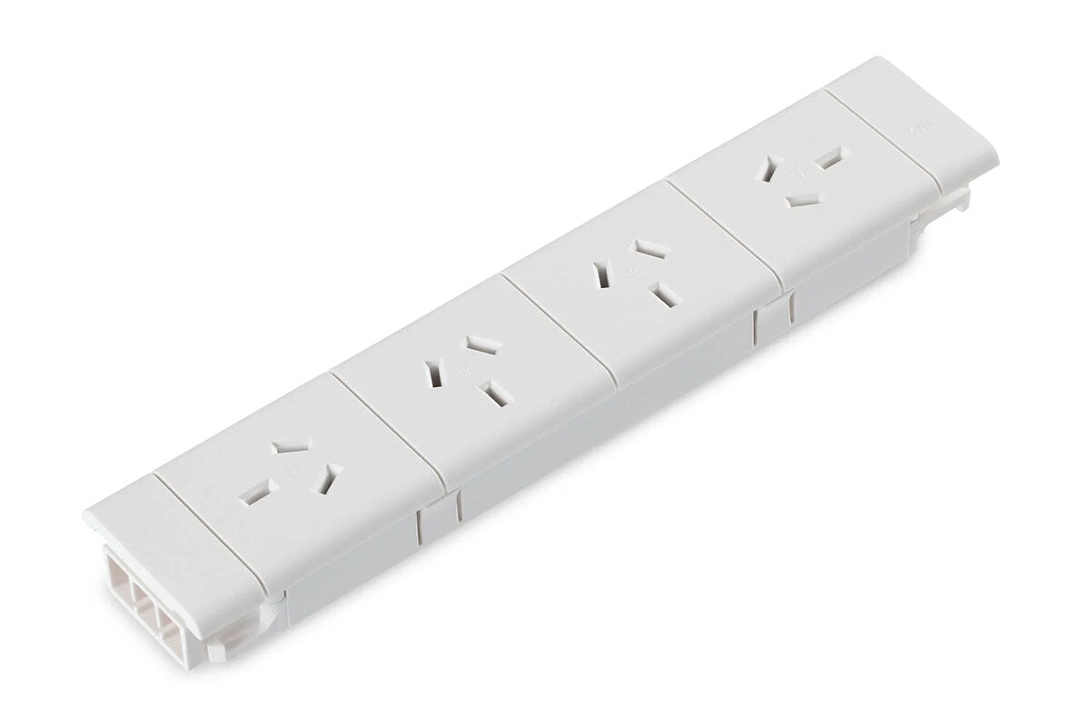 CMS Quad Auto Switched Power Module - 4-Port Smart Power Strip with USB Charging (White) | Perfect for Home Office, Gaming Setup & Entertainment Centers