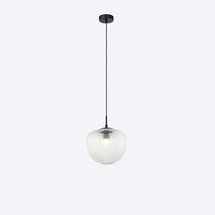 HUDSON S RIBBED GLASS PENDANT Light Fixture - Vintage Industrial Style Ceiling Light for Dining Room, Kitchen, Bar, or Bedroom